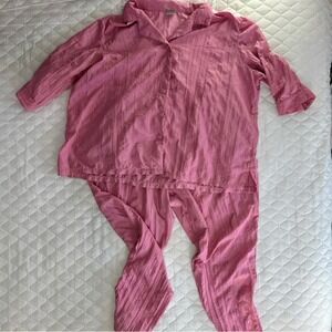 Sara Morgan Pajama Set Womens XX Pink Good Crinkle Texture 2pc Loungewear C47